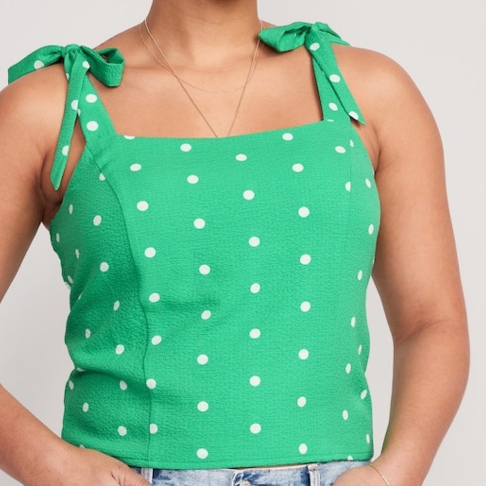 Fitted Tie-Shoulder Cropped Dobby
Corset Cami Top for Women